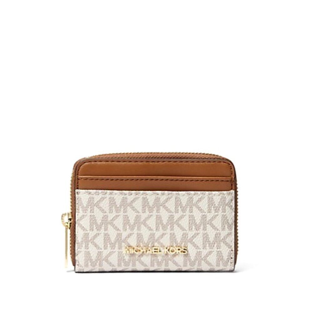 New Michael Kors Jet Set Travel Medium Card case Wallet Vanilla Multi